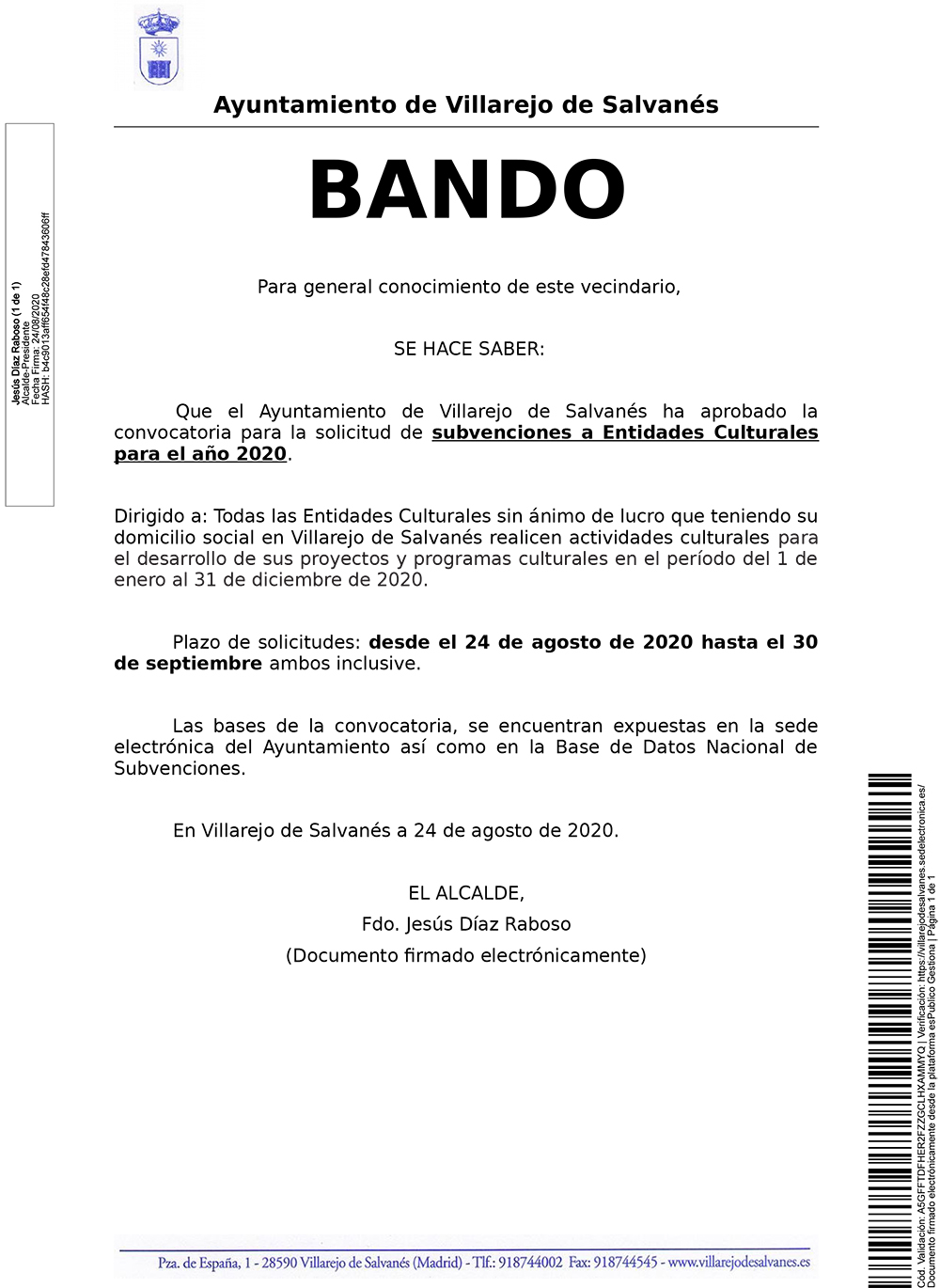Bando convocatoria subvencion entidades culturales
