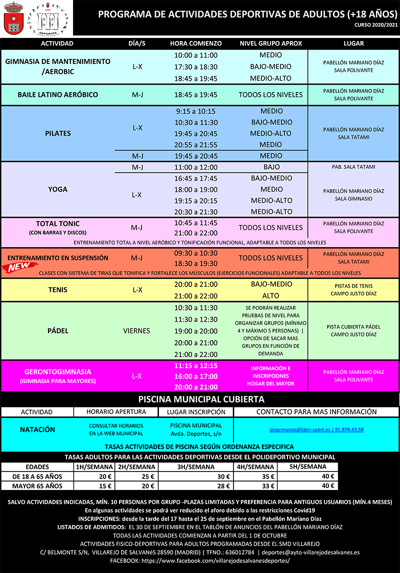 ACTIVIDADES DEPORTIVAS adultos 2020 2021