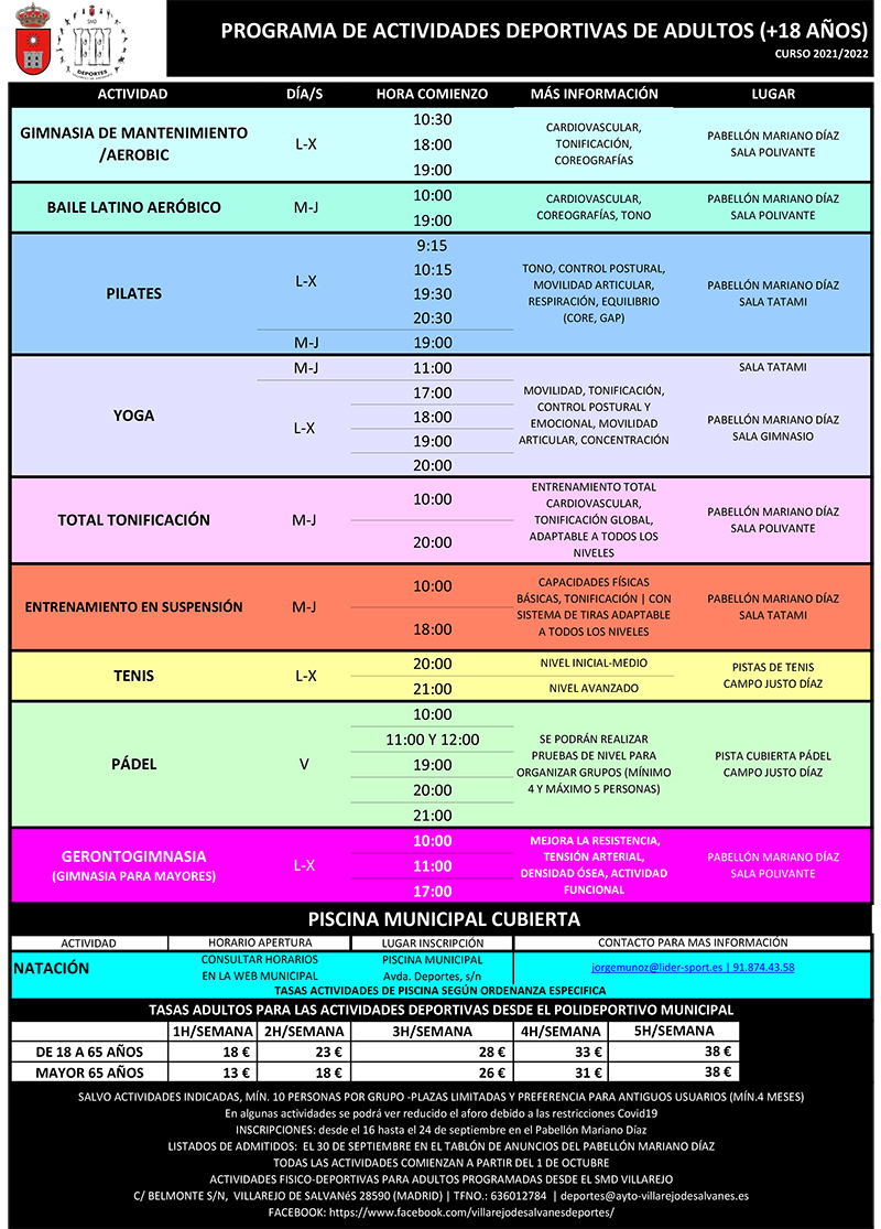 ACTIVIDADES DEPORTIVAS ADULTOS 2021 2022